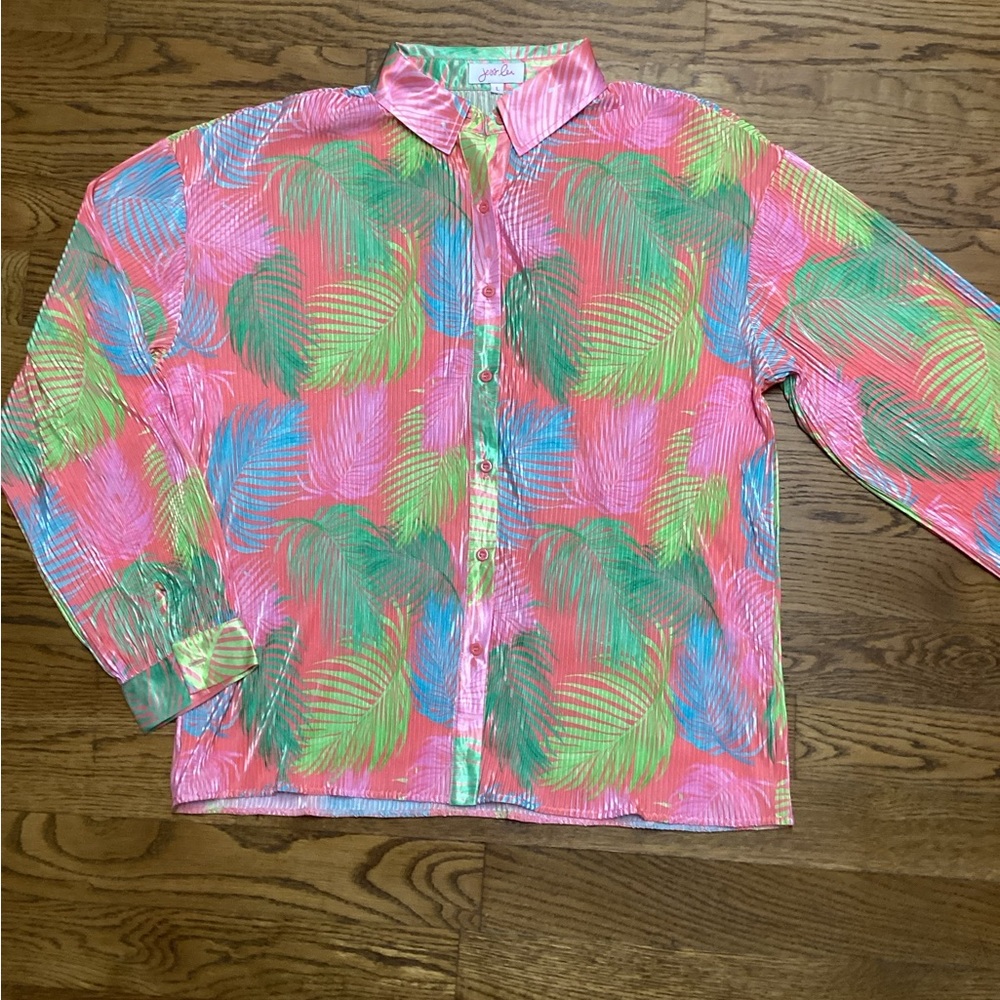 Jess Lea Malibu Sunset pleated short and top coord resort wear vibrant neons. LG - Picture 3 of 16